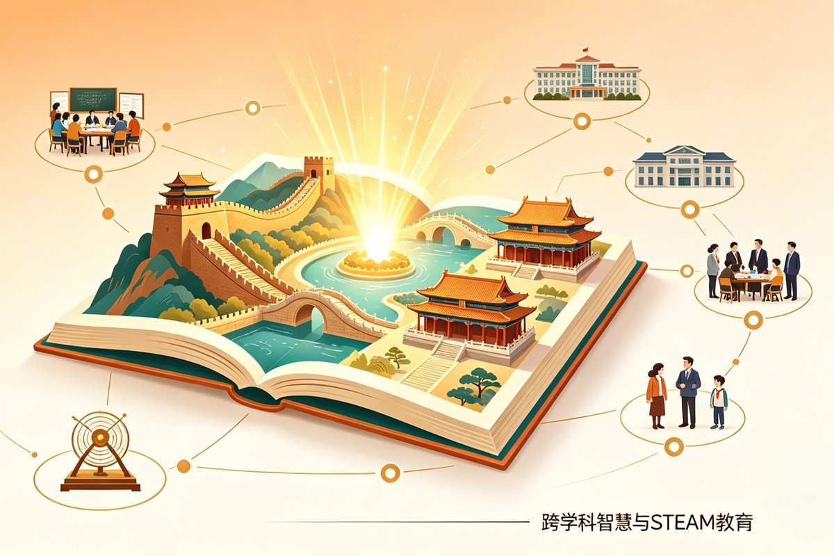 普活力丛书项目主视觉：摊开的书本中呈现长城等中国古代工程体系